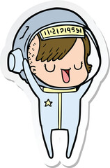 sticker of a cartoon astronaut woman