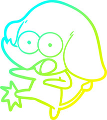 cold gradient line drawing of a cute cartoon elephant