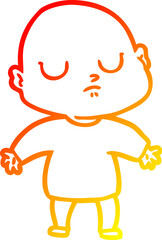 warm gradient line drawing of a cartoon bald man