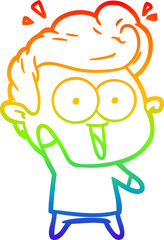 rainbow gradient line drawing of a cartoon staring man