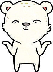 happy cartoon polar bear shrugging shoulders
