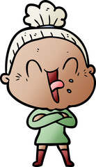 Obraz premium cartoon happy old woman