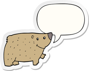 cartoon bear with speech bubble sticker