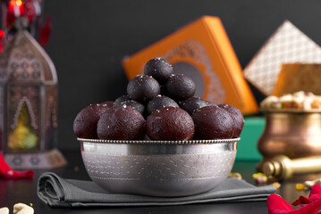 Gulab jamun is a sweet confectionery or dessert, originating in the Indian subcontinent and a type of mithai popular in India, Pakistan, Nepal, the Maldives, and Bangladesh