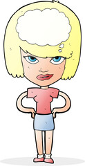 cartoon woman thinking