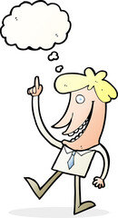 cartoon man with idea with thought bubble