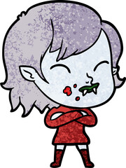 cartoon vampire girl with blood on cheek