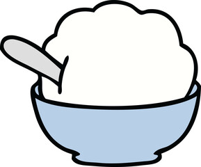 hand drawn quirky cartoon ice cream bowl