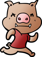 Fototapeta premium angry cartoon pig running