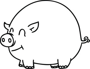 line drawing quirky cartoon pig