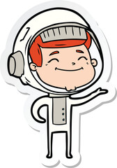 Obraz premium sticker of a happy cartoon astronaut