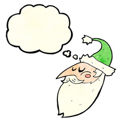 cartoon santa face with thought bubble