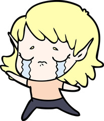 cartoon crying elf girl