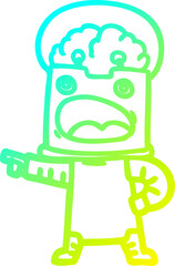 cold gradient line drawing of a cartoon robot