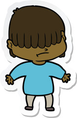 sticker of a cartoon boy with untidy hair