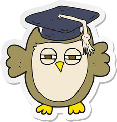 sticker of a cartoon clever owl
