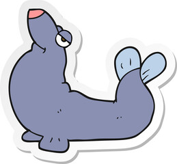 sticker of a cartoon proud seal