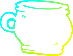 cold gradient line drawing of a cartoon cup