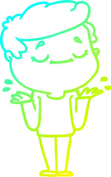 recommend clip art: cold gradient line drawing of a cartoon peaceful man shrugging
