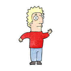 freehand textured cartoon man waving