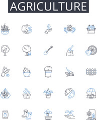 Agriculture line icons collection. Farming, Cultivation, Horticulture, Agronomy, Gardening, Agribusiness, Rural Industry vector and linear illustration. Soil Science,Crop Management,Animal Husbandry