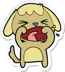 sticker of a cute cartoon dog barking