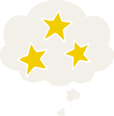 cartoon stars with thought bubble in retro style