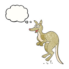 freehand drawn thought bubble textured cartoon kangaroo