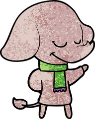 cartoon smiling elephant wearing scarf
