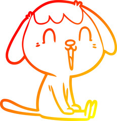 warm gradient line drawing of a cute cartoon dog