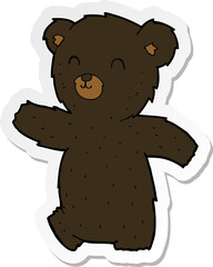 sticker of a cute cartoon black bear