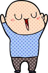 happy cartoon bald man