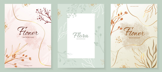 Modern Floral Frame. Elegant abstract background. Universal hand drawn floral templates in warm colors perfect for an autumn or summer wedding and birthday invitations