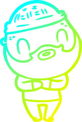 cold gradient line drawing of a cartoon bearded man