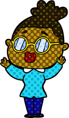 cartoon woman wearing spectacles