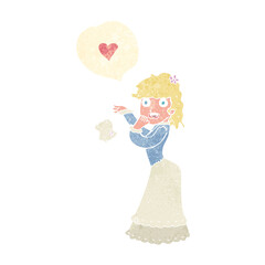 cartoon victorian woman dropping handkerchief as  favour