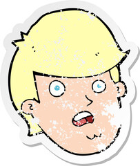 retro distressed sticker of a cartoon man with big chin