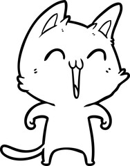 happy cartoon cat meowing