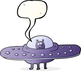freehand drawn speech bubble cartoon flying saucer