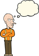 cartoon mean old man with thought bubble