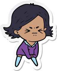 sticker of a cartoon angry woman