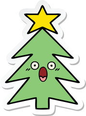 sticker of a cute cartoon christmas tree