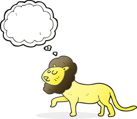 freehand drawn thought bubble cartoon lion