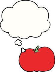 cartoon tomato with thought bubble