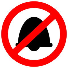Bell,ringing prohibited sign. forbidden sign with bell icon transparent.No ringing sign, symbol.No sound allowed sign illustration.