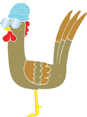 flat color illustration of chicken wearing disguise