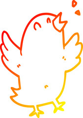 warm gradient line drawing of a cartoon bird singing