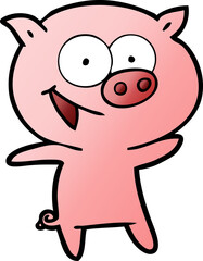 cheerful pig cartoon