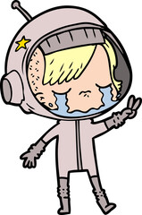 cartoon crying astronaut girl