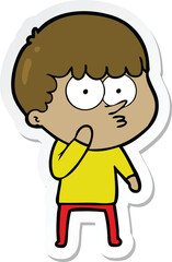 Fototapeta premium sticker of a cartoon curious boy